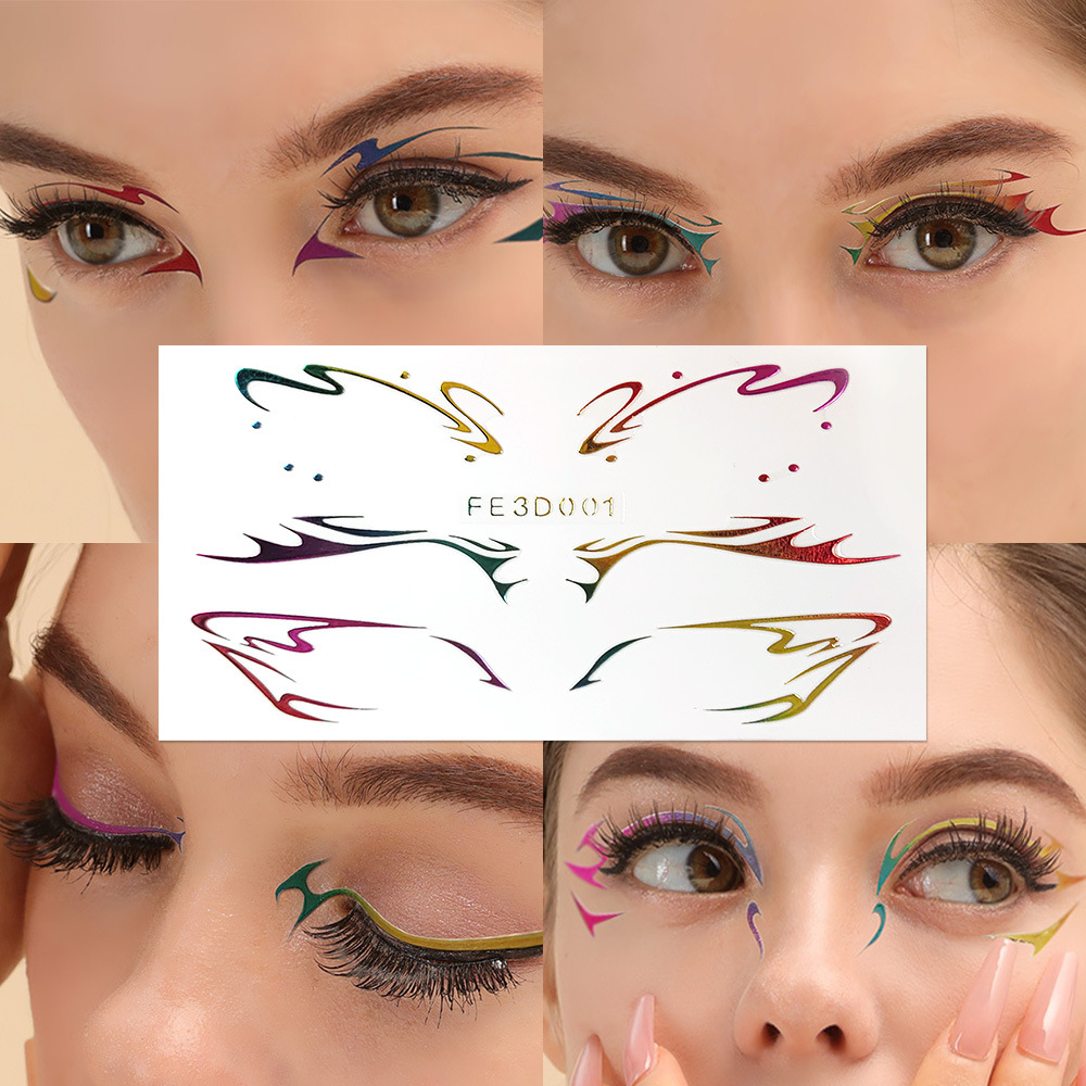 Picture of European and American laser eyeliner stickers 3D relief butterfly eye makeup makeup stickers stage performance tattoo stickers