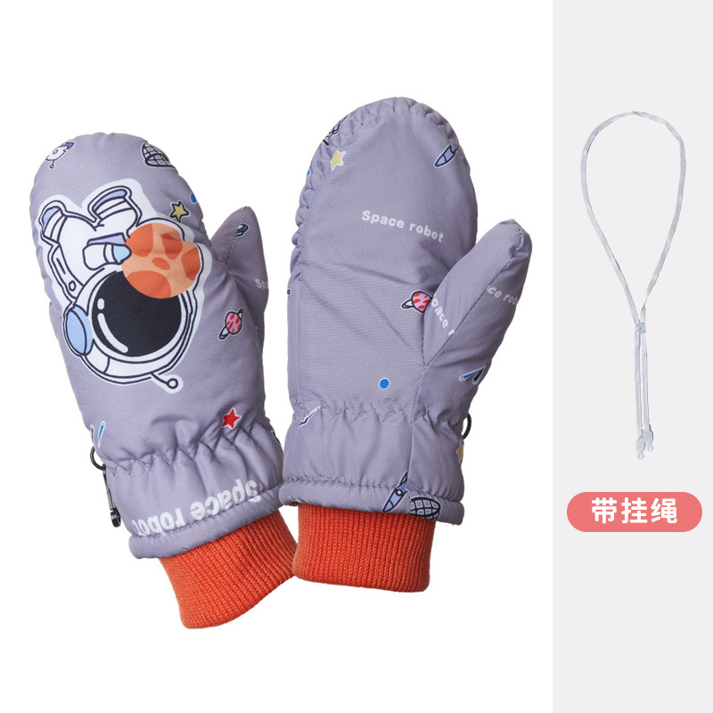 Picture of Cartoon children's fleece-lined ski gloves 2-5 years old baby outdoor warm gloves thickened non-slip children's gloves winter