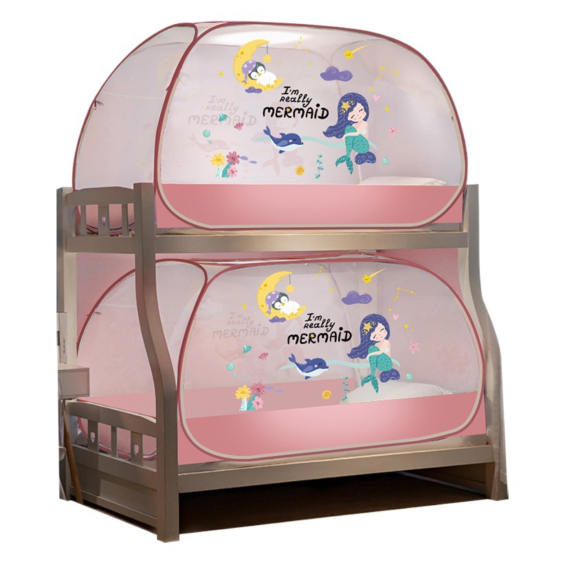 Installation-free mosquito net upper and lower bunk 120/135 cm1.5m1.8 m three-door drop-resistant children's Mongolian bag