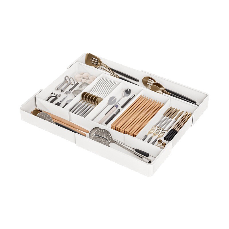 Picture of Kitchen Drawer Retractable Storage Box Kitchen Storage Tray Detachable Tray Household Partition Organize