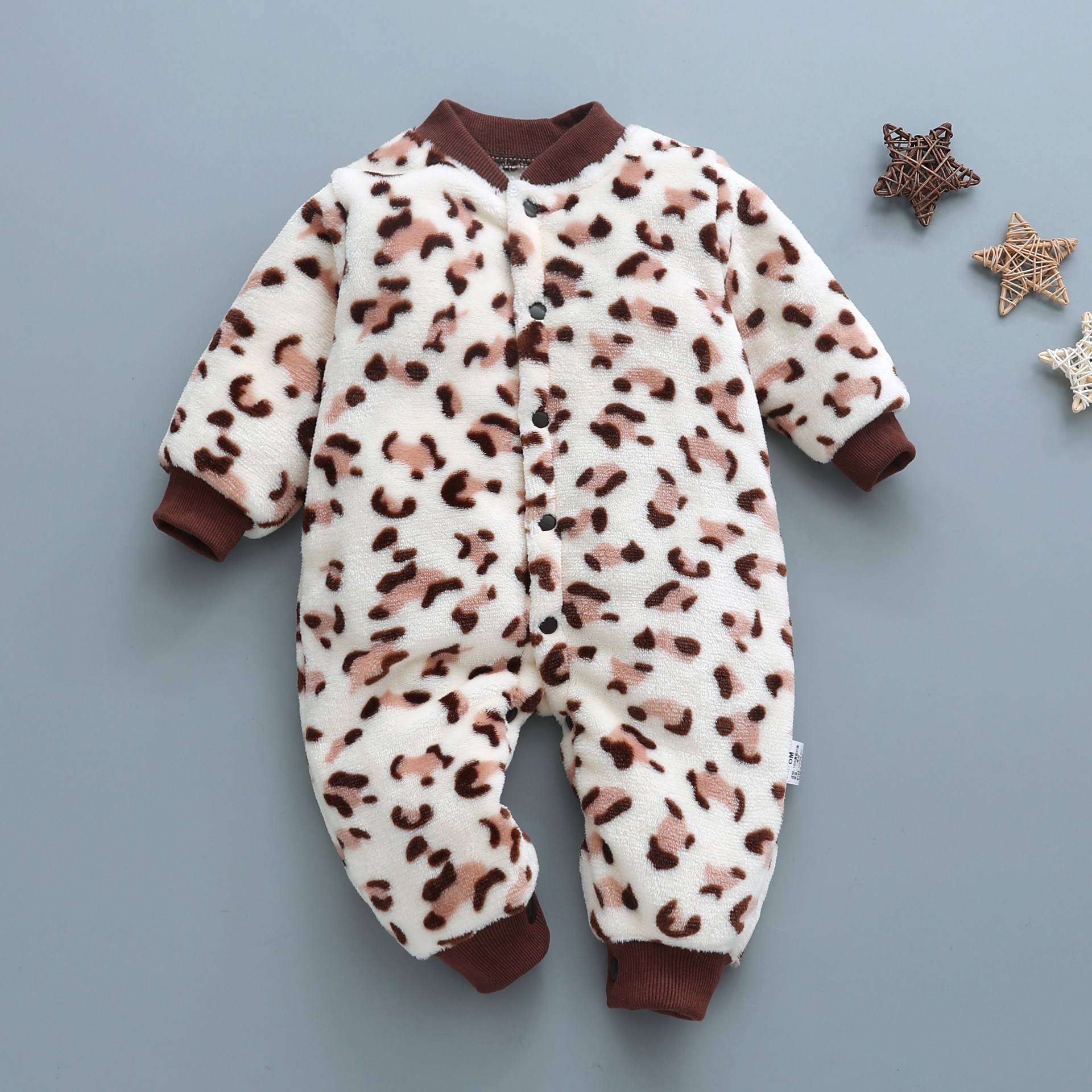 Picture of Baby Clothes Clothing Spring Autumn and Winter Short-sleeved Thickened Hassel Men's and Women's Baby Flannel Warm Jumpsuit Pajamas
