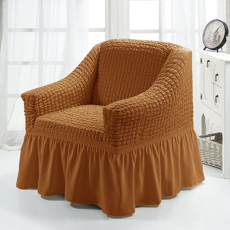 Picture of American Single Sofa Cover All-Inclusive Pure Color Stretch Fabric Sofa Cover Lace Decoration Simple Modern Universal for All Seasons