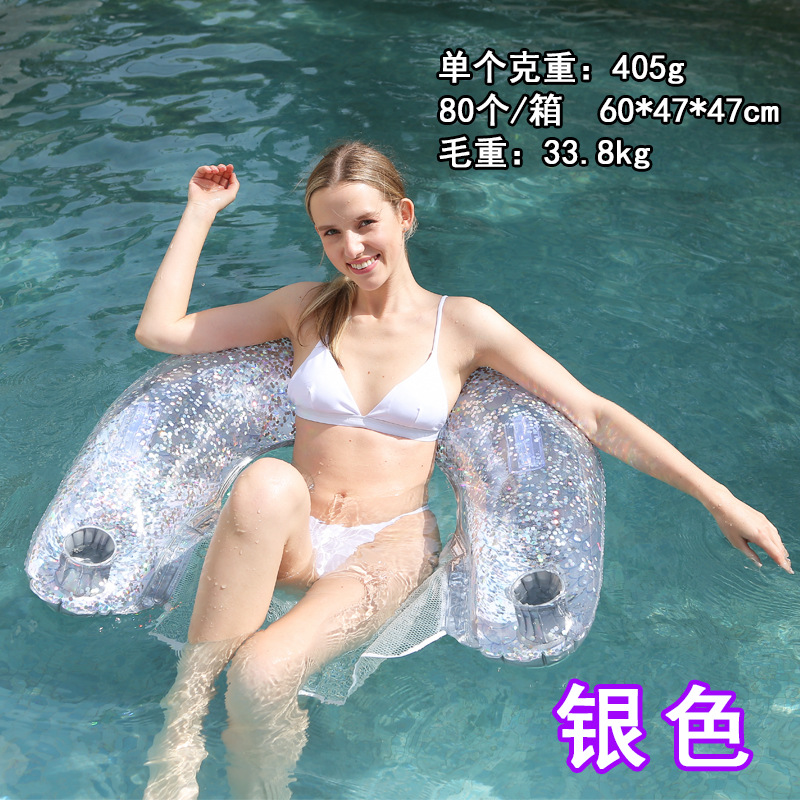 Picture of Factory in stock Swimming Pool Inflatable Floating Row Foldable Striped Floating Bed Water Amusement Hammock Single Recliner Floating Row