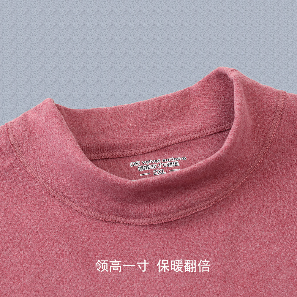 Picture of Middle-aged and elderly thermal underwear women's semi-high collar mother's pajamas bottoming shirt autumn clothes long pants for the elderly suit men