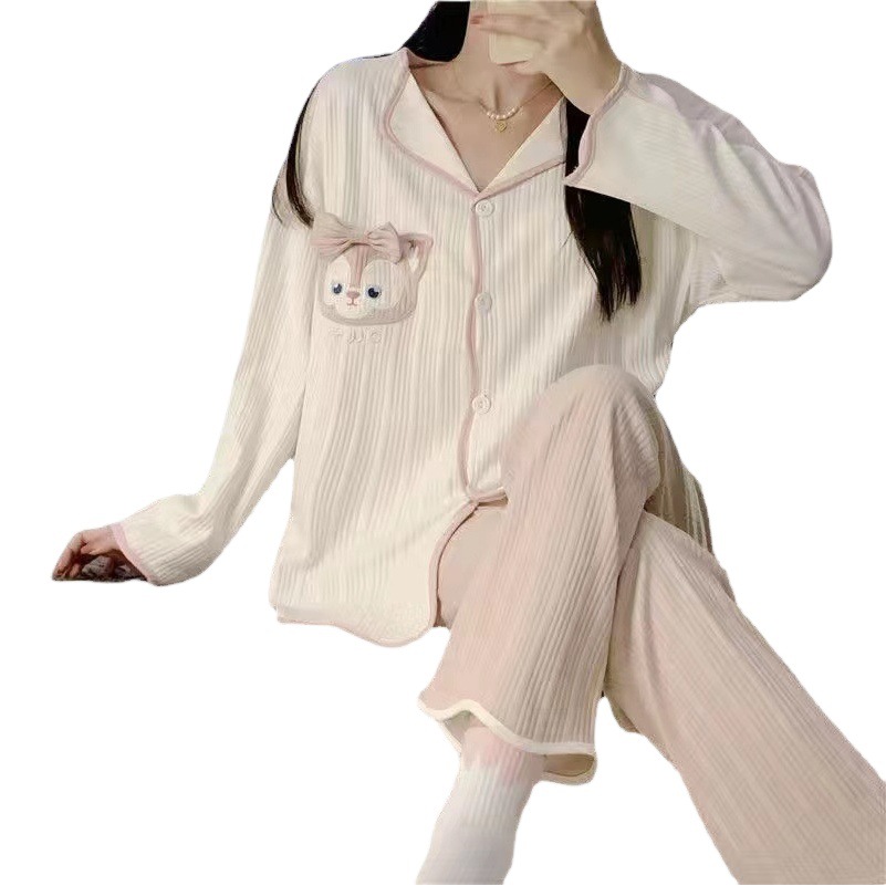 Yugui Dog Long Sleeve Pajamas Women's Spring and Autumn Cute Cardigan Can Wear Korean ins Small Family Clothes Set