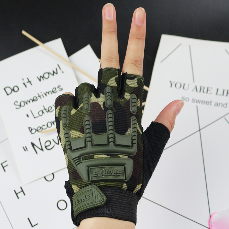 Picture of Children's seal half finger 5-13 weeks outdoor spring, summer and autumn mountain bike short finger sunscreen non-slip gloves