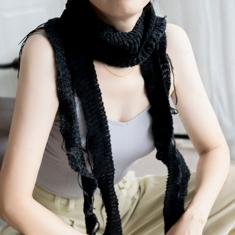 Autumn and Winter New Three-dimensional Spiral Woven Irregular Handmade Tassel Niche Color Matching Knitted Scarf for Women