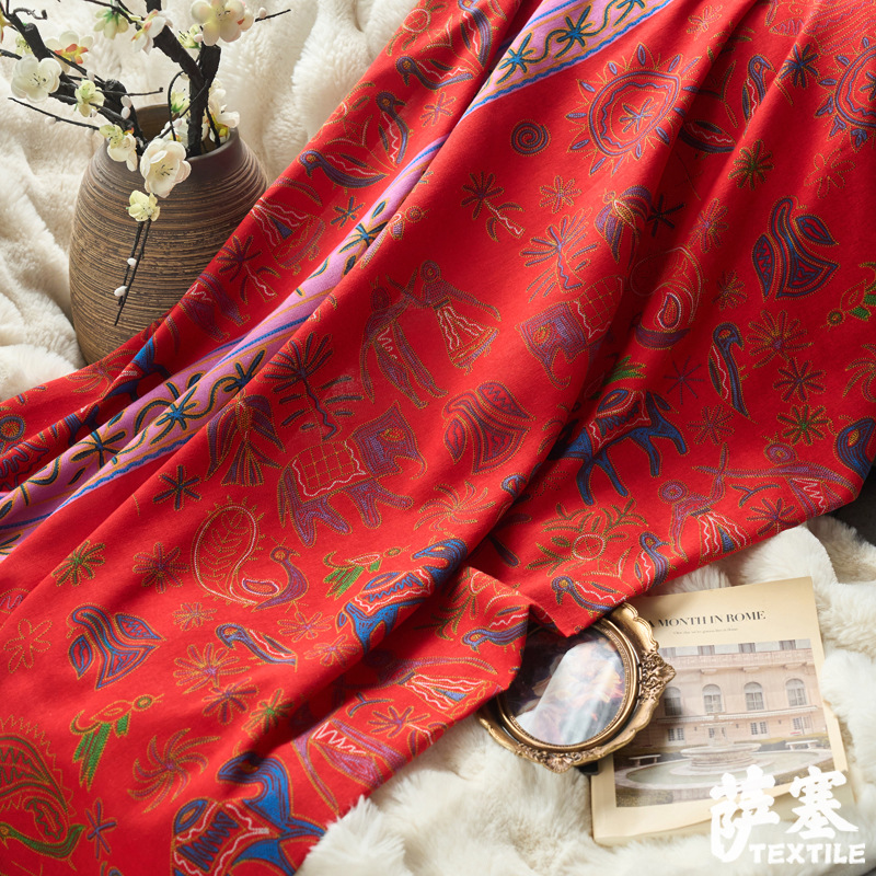 Picture of Hemp Cotton Digital Printing Fabric Ethnic Style Retro Style Bohemian Fabric Hotel Pillow Bar Tablecloth