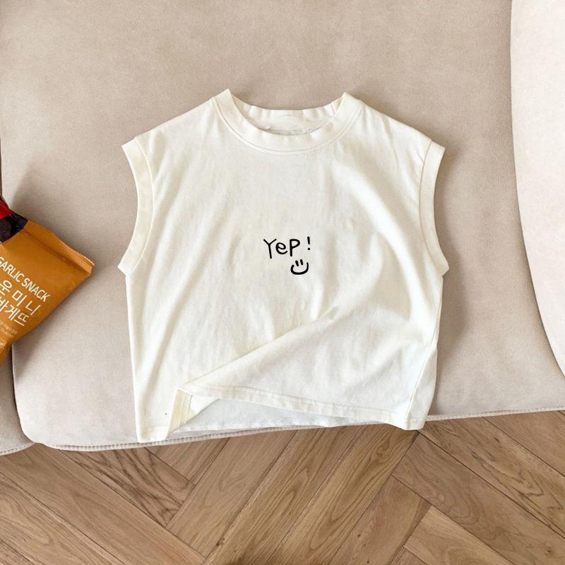 Picture of Casual Kidsren's Pure Cotton Kidsren's Baby Cute Sleeveless T-Shirt 2025 Boys and Girls Vest Tops Summer Trendy T-Shirt