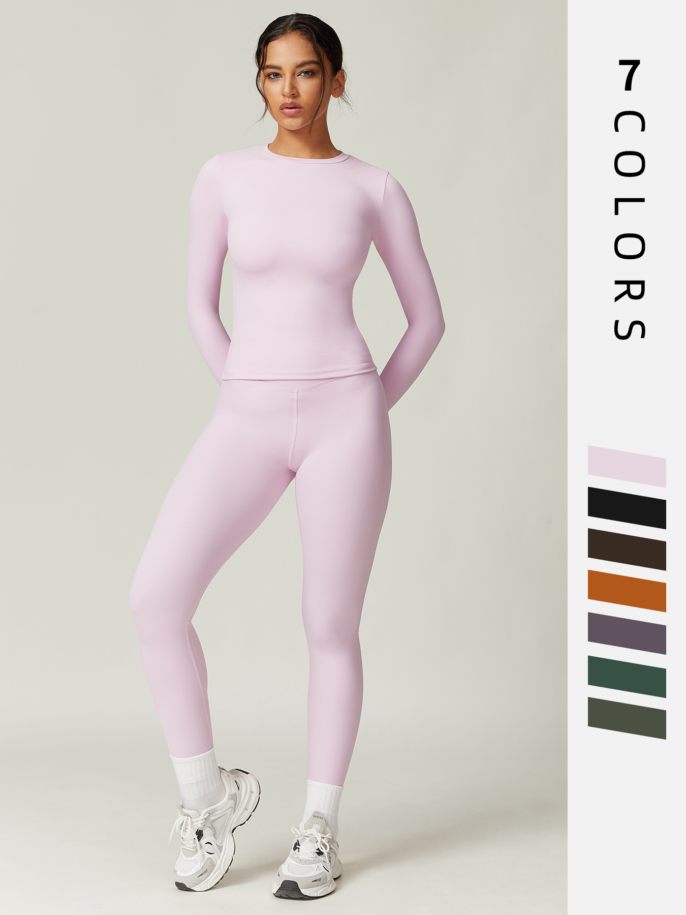 European and American Sports suit Women's Winter High Waist Stretch Tight Pants Slimming Yoga Clothes Long Sleeve Top Coat Fitness Trousers