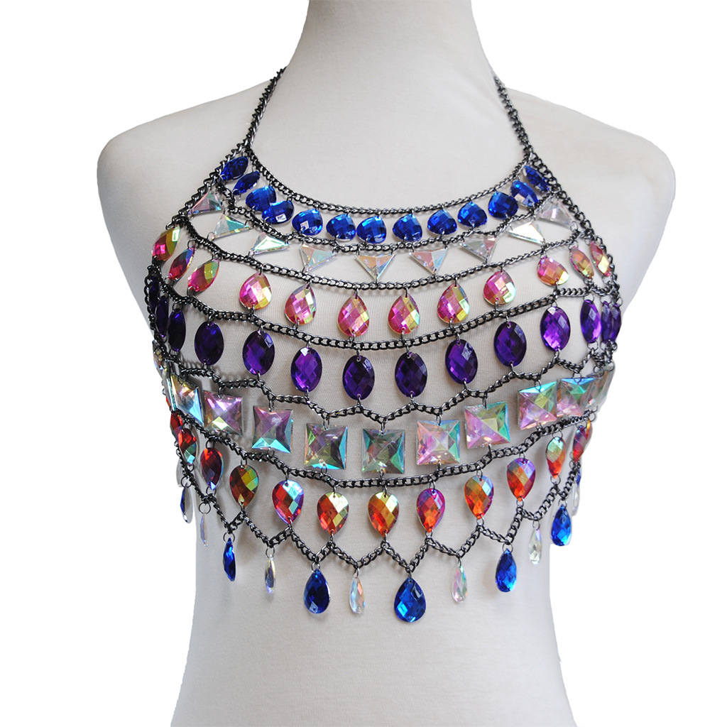 Picture of European and American spring and summer new cross-border jewelry popular nightclub acrylic chest chain bikini bohemian style body chain