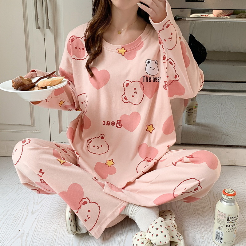Picture of New Pajamas Women's Spring and Autumn Long-sleeved Student Dormitory suit Korean-style Loose Winter Outfit Internet Celebrity Home Clothes