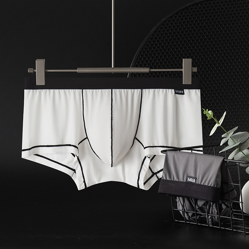 Gtopxman Men's Low-Waist Sexy Ice Silk Summer Boxer Briefs Export Cross-Border U-Convex Thin Breathable Underwear