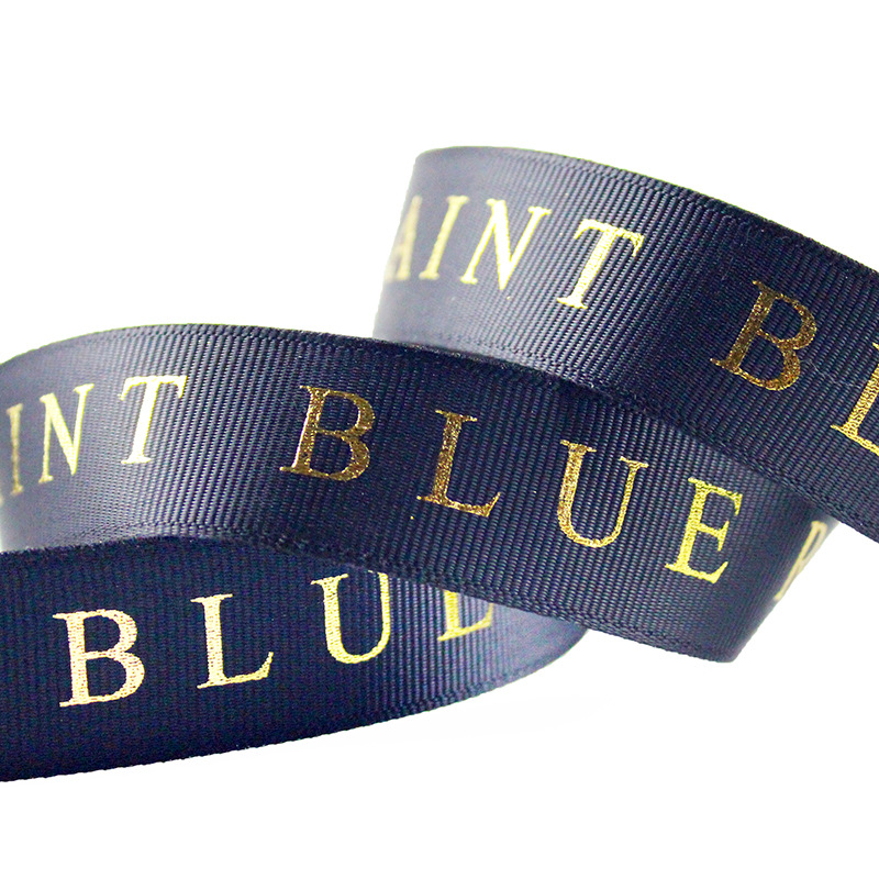 Picture of 2.5cm Black Thread Belt Bronzing Ribbon Making Logo Printing Letter Ribbon Flower Packaging Ribbon