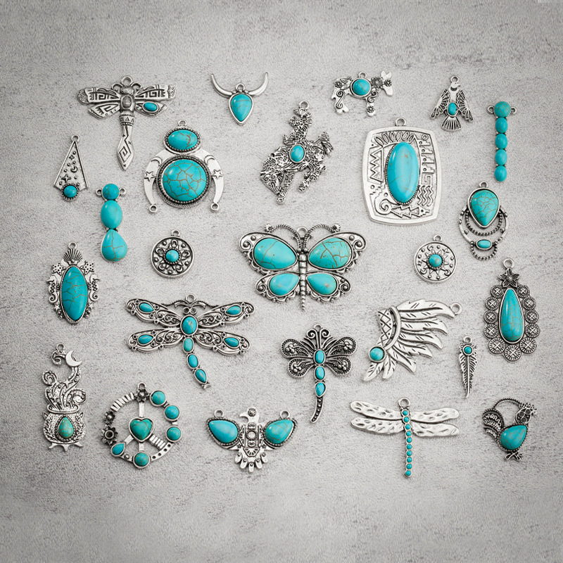 Cross-border Hot Selling European and American Style Vintage Native American Neajo Pine Stone Jewelry Accessories Imitation diy Pendant