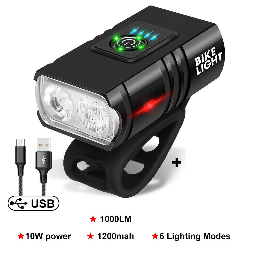 Bicycle light aluminum alloy T6 power display highlight near and high beam bicycle charging front dual light mountain bike warning light