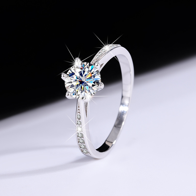 Picture of S925 sterling silver moissanite Korean version of six-claw ring ladies ring six-claw classic crown for wedding ring manufacturers wholesale