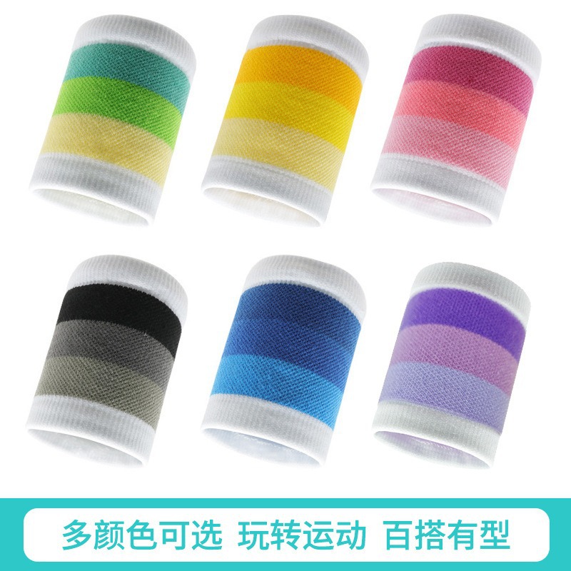 Picture of Sports Cycling Running Fitness Basketball Badminton Wristband Sweat-Absorbent Anti-Sprain Colorful Cotton Towel Wristband