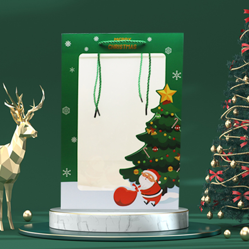 Christmas window bag transparent portable box flower gift box dustproof see-through bag personalized printing gift box floral supplies