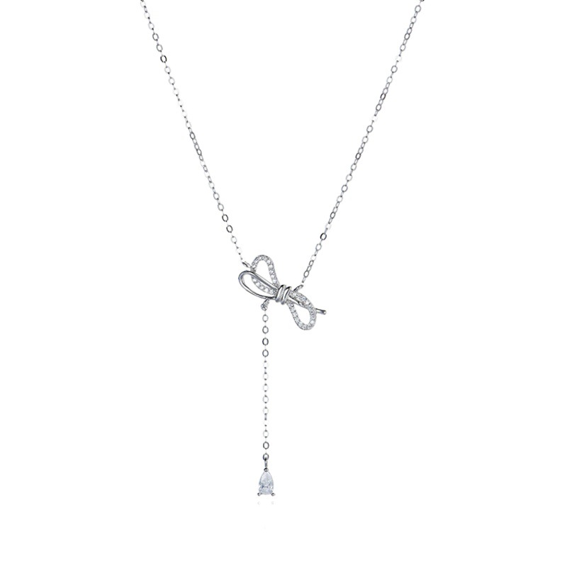 Japanese and Korean Ins Women's Versatile Niche Tassel Bow Clavicle Sweater Chain as a Birthday Gift for Your Girlfriend
