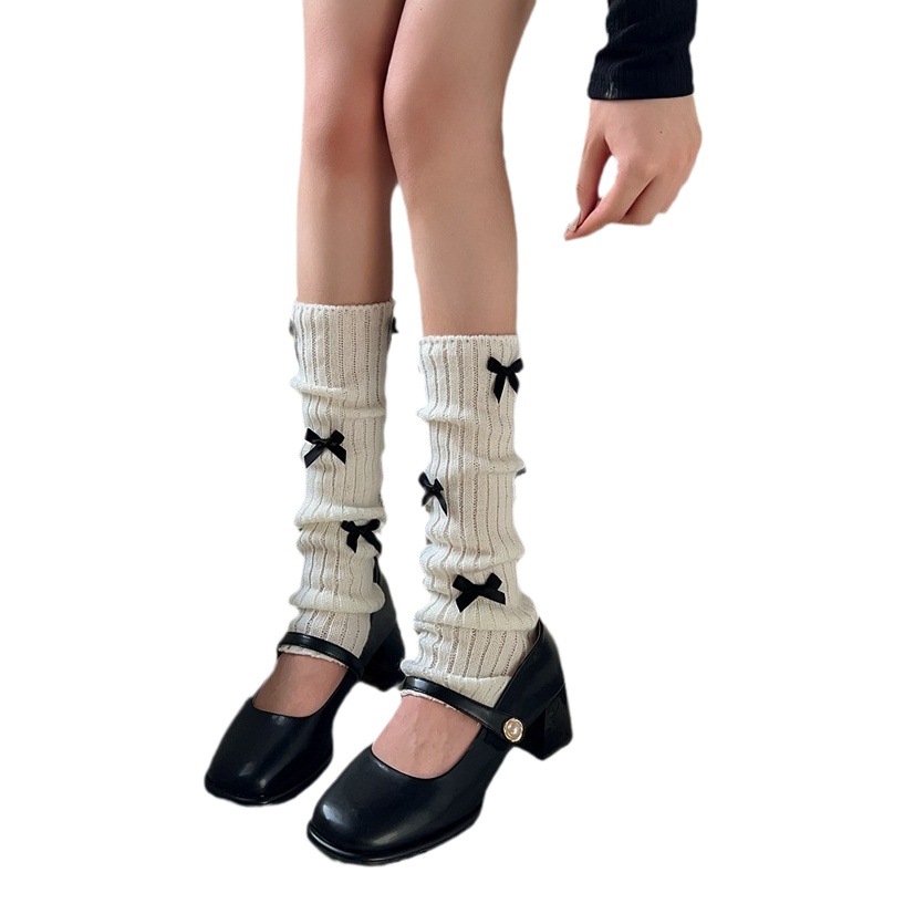 Xia Nuo Autumn and Winter New Japanese Jk Knitted Wool Stacking Socks Women Ballet Style Bow Leg Protecting Socks 234