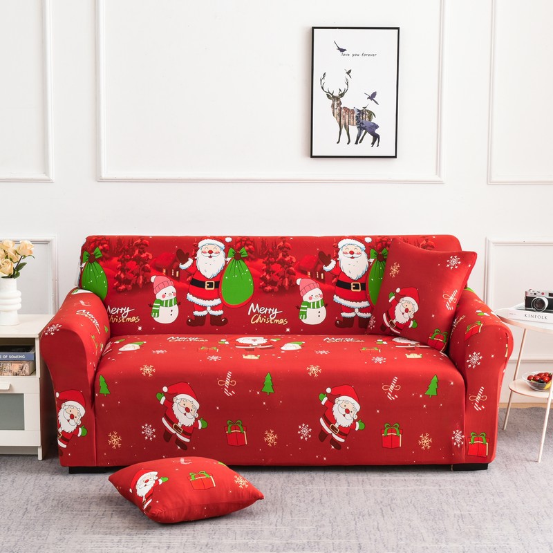 Cross-border stretch all-inclusive milk silk printing sofa cover armrest sofa cover four seasons universal Christmas dust cover wholesale