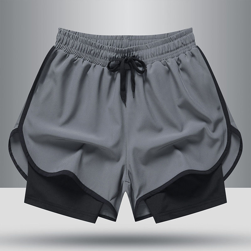 2024 Summer Quick-drying Sports Shorts Men's High Elastic Training Breathable Running Fitness Fake Two-piece Anti-light Yoga Pants