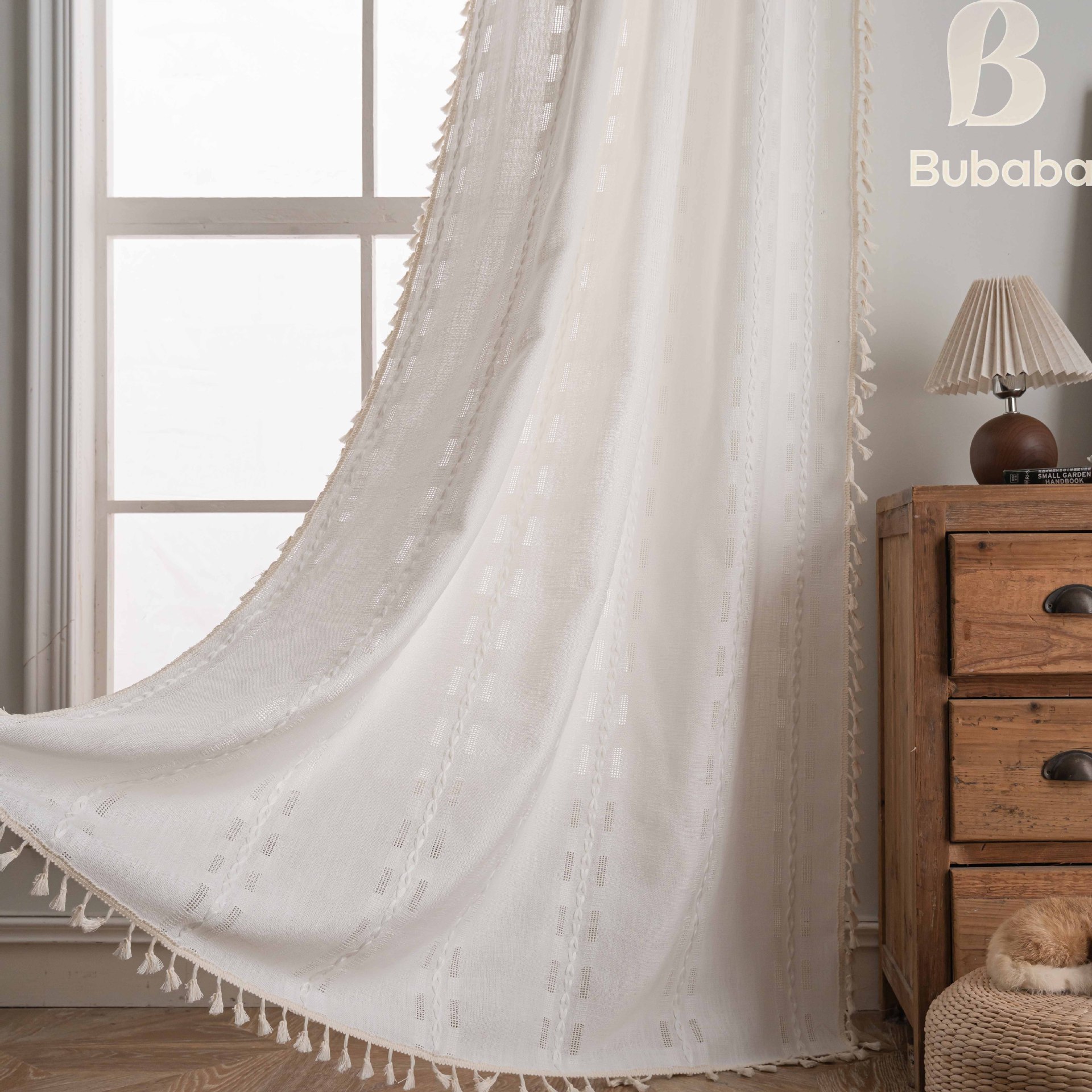 Cloth dad Amazon jacquard multi-line hollow design finished curtain Bohemian semi-shading curtain wholesale