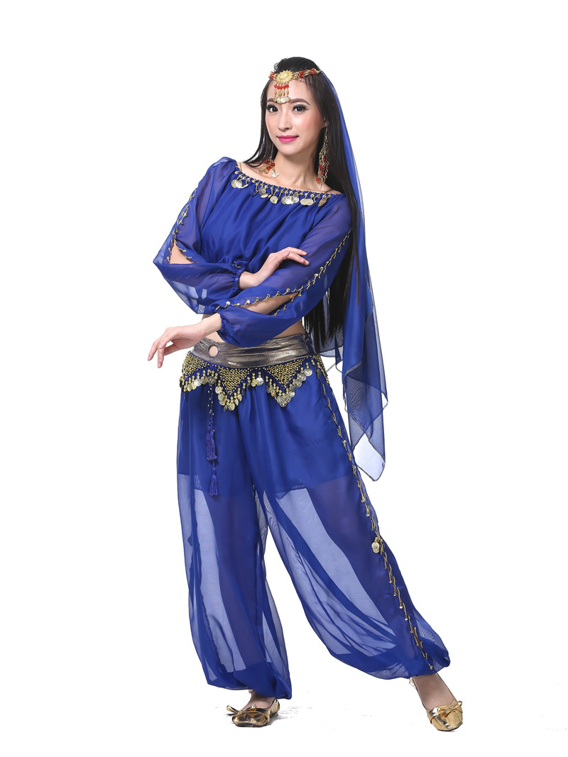 Picture of 4 Piece Set Lantern Long Sleeve Ring Lantern Pants Veil Belly Dance suit Belly Dance India Performance suit