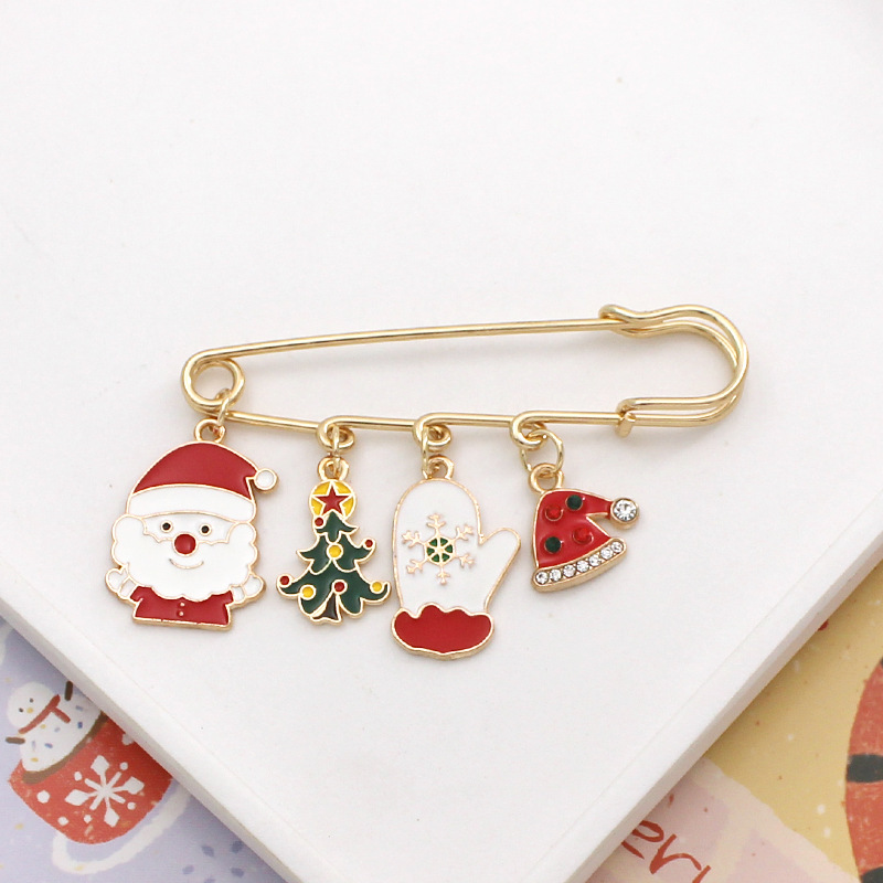 Picture of European and American Christmas Series Metal Brooch Cartoon Santa Claus Badge Clothing Accessories Christmas Gift Badge