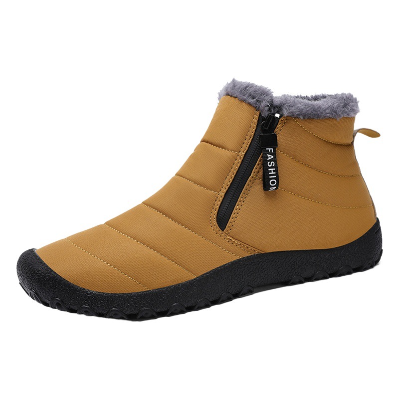 2023 New plus size snow boots men's outdoor thickened warm cotton shoes zipper fleece-lined winter men's shoes cross-border foreign trade