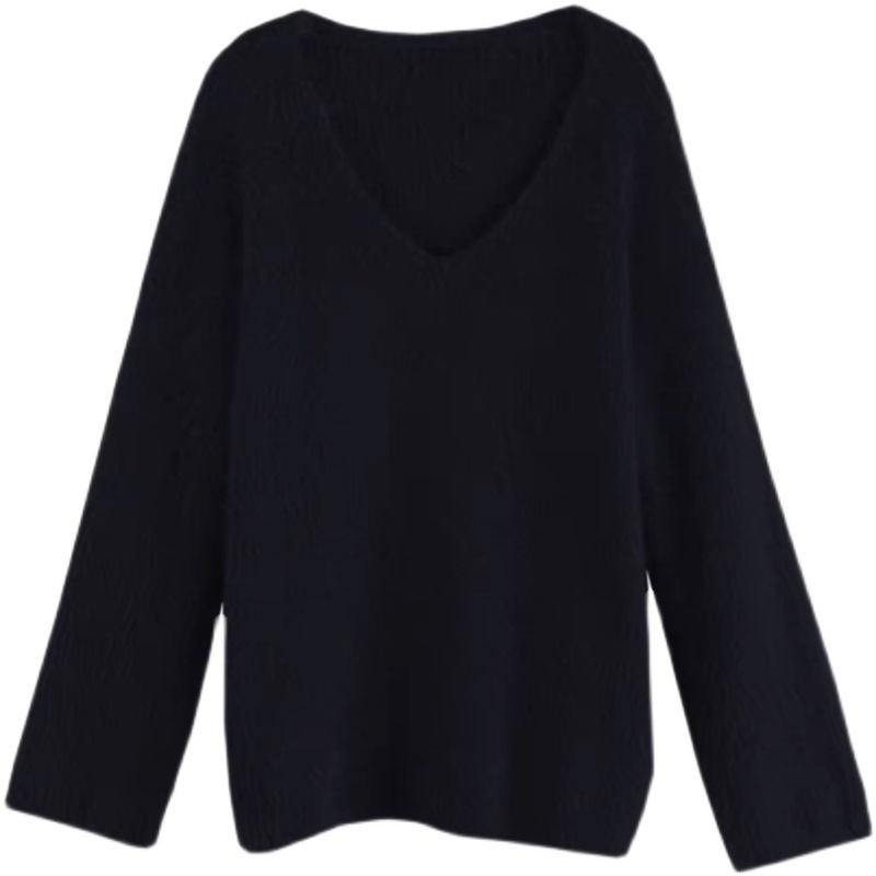Picture of 2024 Autumn and Winter New Korean Style White V-neck Haima Fur Sweater Women's Loose Imitation Mink Velvet Knitted Base Top