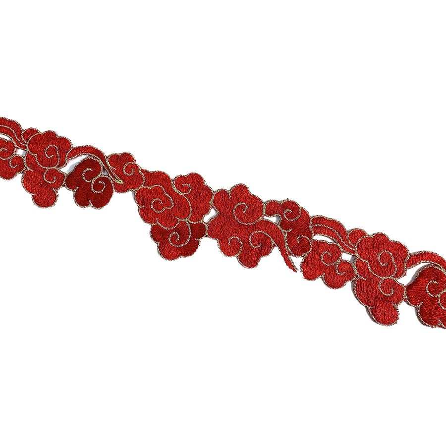 New Chinese-style Lace Xiangyun Sticky Flesh Beauty Feeling Clothing All-match Embroidery Fine Thread Machine Embroidery Flower Bar Code Lace