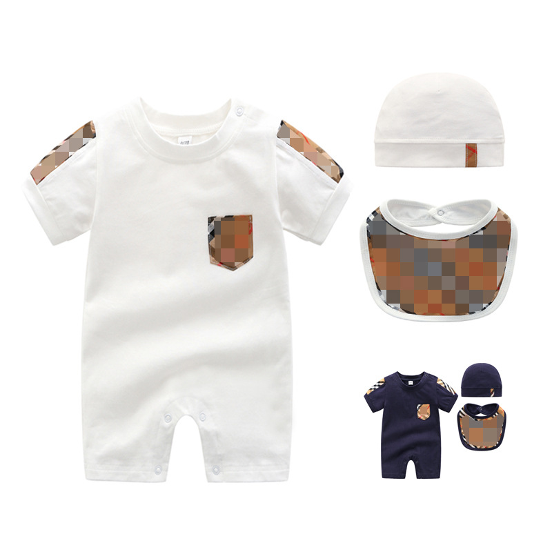 Picture of New summer cotton baby jumpsuit three-piece short-sleeved romper newborn romper one-piece delivery
