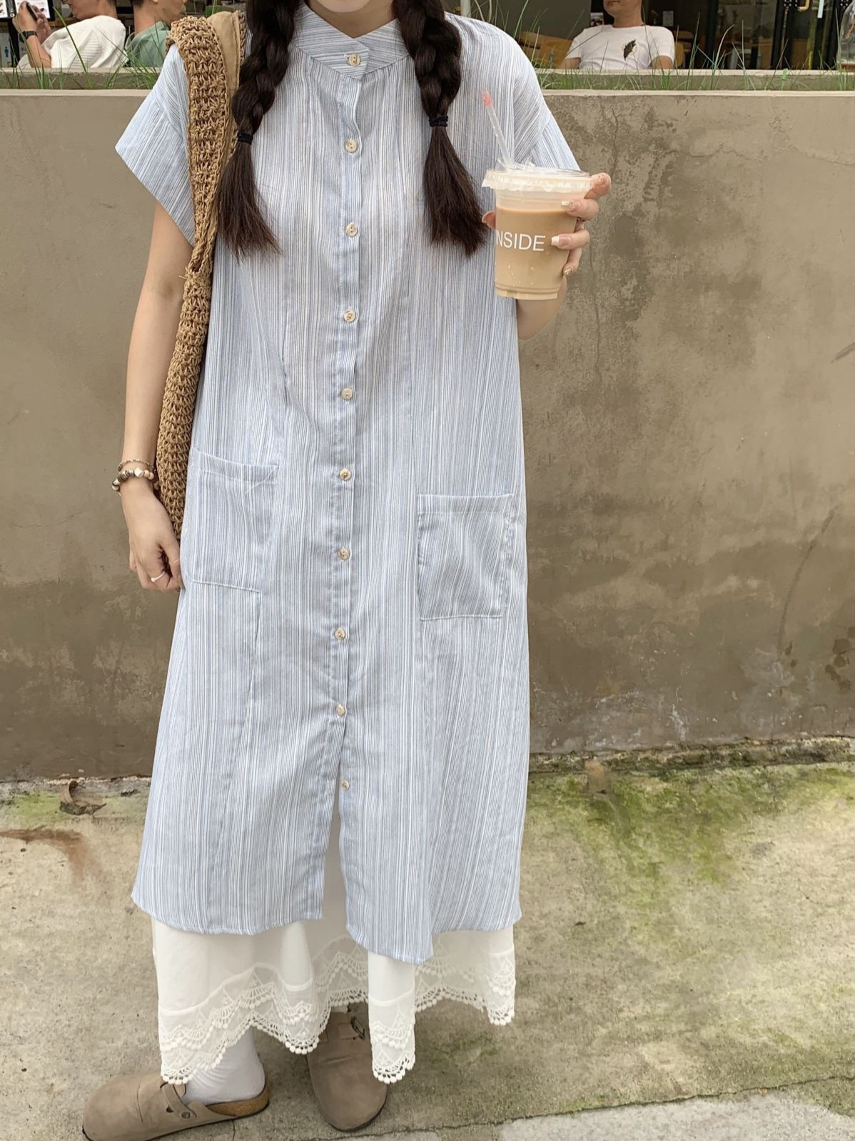 Casual Shirt Dress Women's Loose Summer New White A-Line Skirt Layered Two-Piece Suit Ins Trend