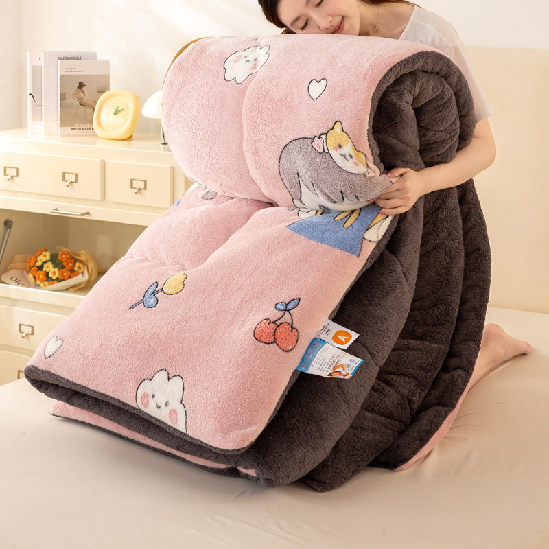 Picture of Lamb Velvet Quilt Winter Quilt Milk Velvet Coral Velvet Spring & Fall Quilt Student Dormitory Single Quilt Quilt Core Does Not Shed Lint
