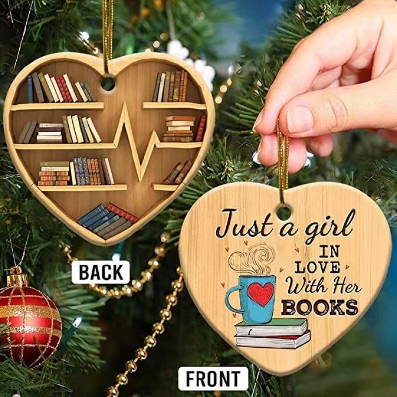 Amazon New Decorations Book Lovers Heart Shape Librarian Ornaments Car Hanging Decorations Home Decor
