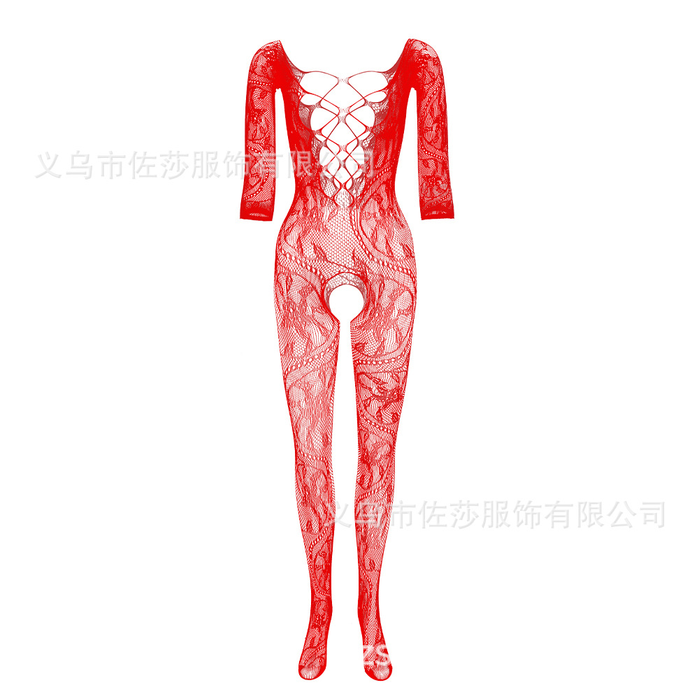 Picture of New European and American one-piece one-piece mesh clothes big dragon pattern open file-free sexy uniform temptation w089