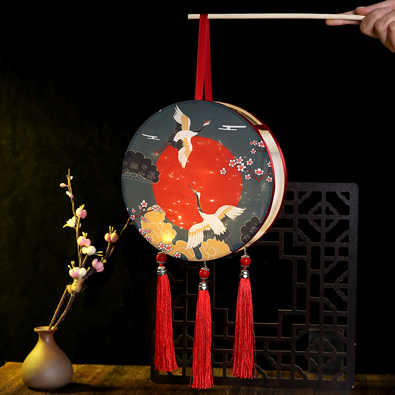 Picture of New Hanfu mid-autumn festival lantern diy handmade flowers and plants Lantern finished led Luminous lantern ancient style portable palace lantern