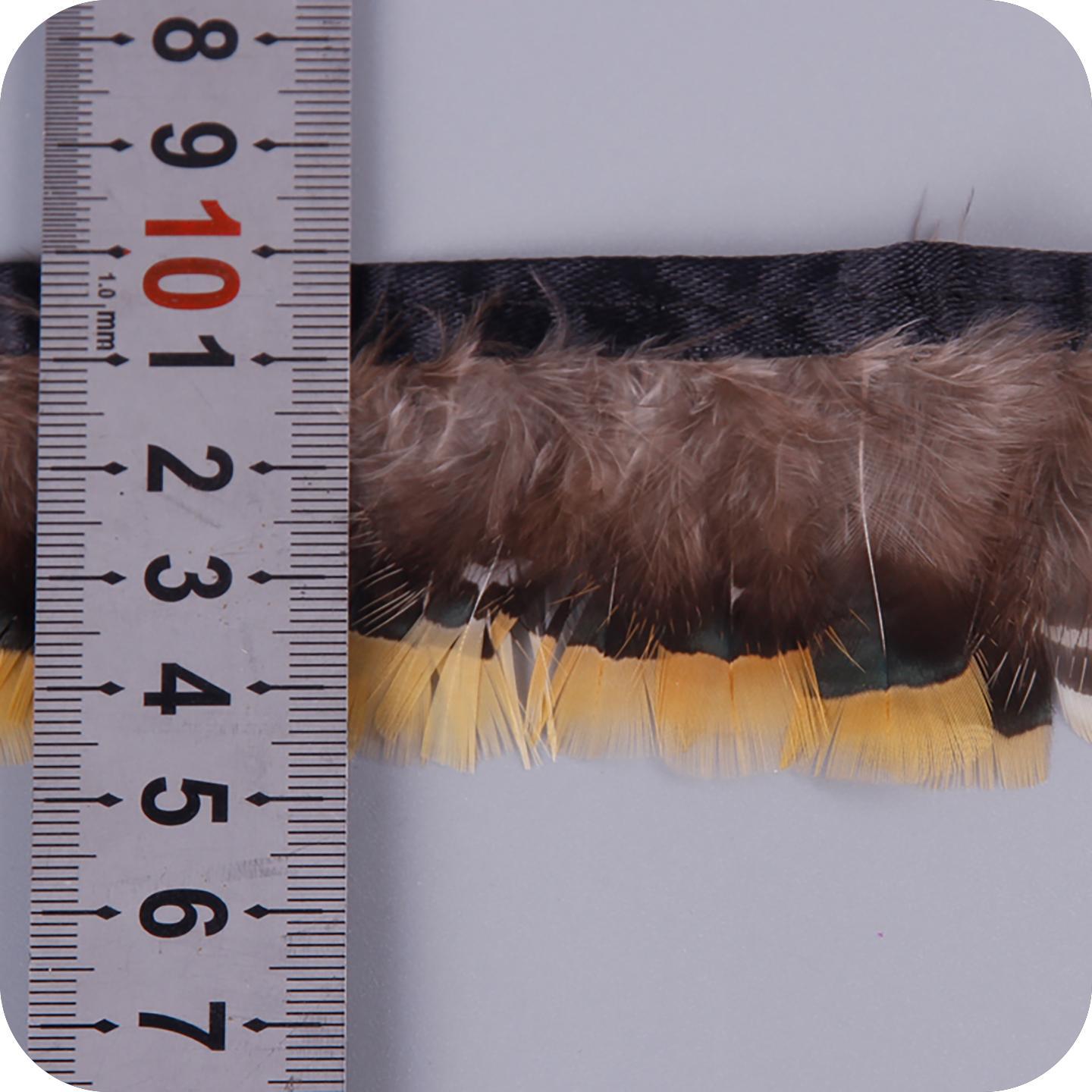 Picture of Wholesale Copper Chicken Yellow Feather Fabric Edge Ribbon DIY Small Feather Skirt Clothing Accessories Decoration Wedding Lace 1m