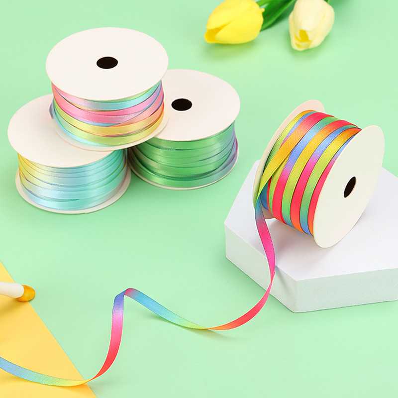 Colorful Hair Tie Ribbon Handmade Bow D-11 Braided Hair Rope Hair Decoration Polyester Double-Sided High-Density 3mm Fine Thread