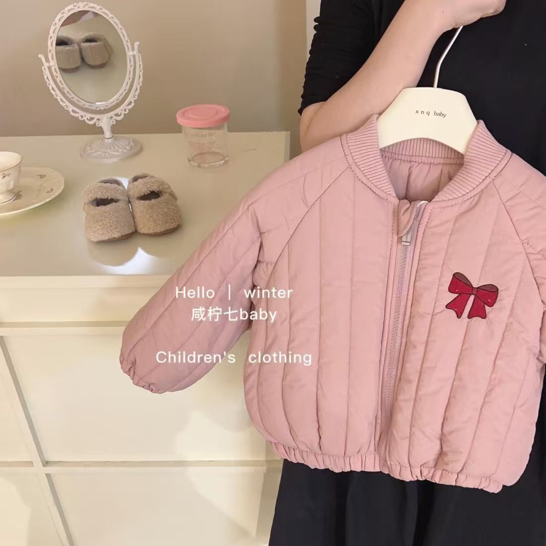 Picture of Girls cotton-padded jacket coat baby 2024 new fleece-lined autumn and winter thick cotton-padded children's embroidery warm winter cute