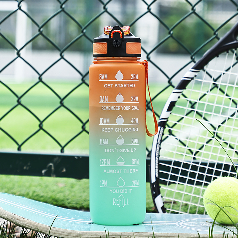 Picture of Large Capacity Fitness Sports Space Cup Portable Outdoor Casual Plastic Suction Cup Girl's Gradient Frosted Kettle
