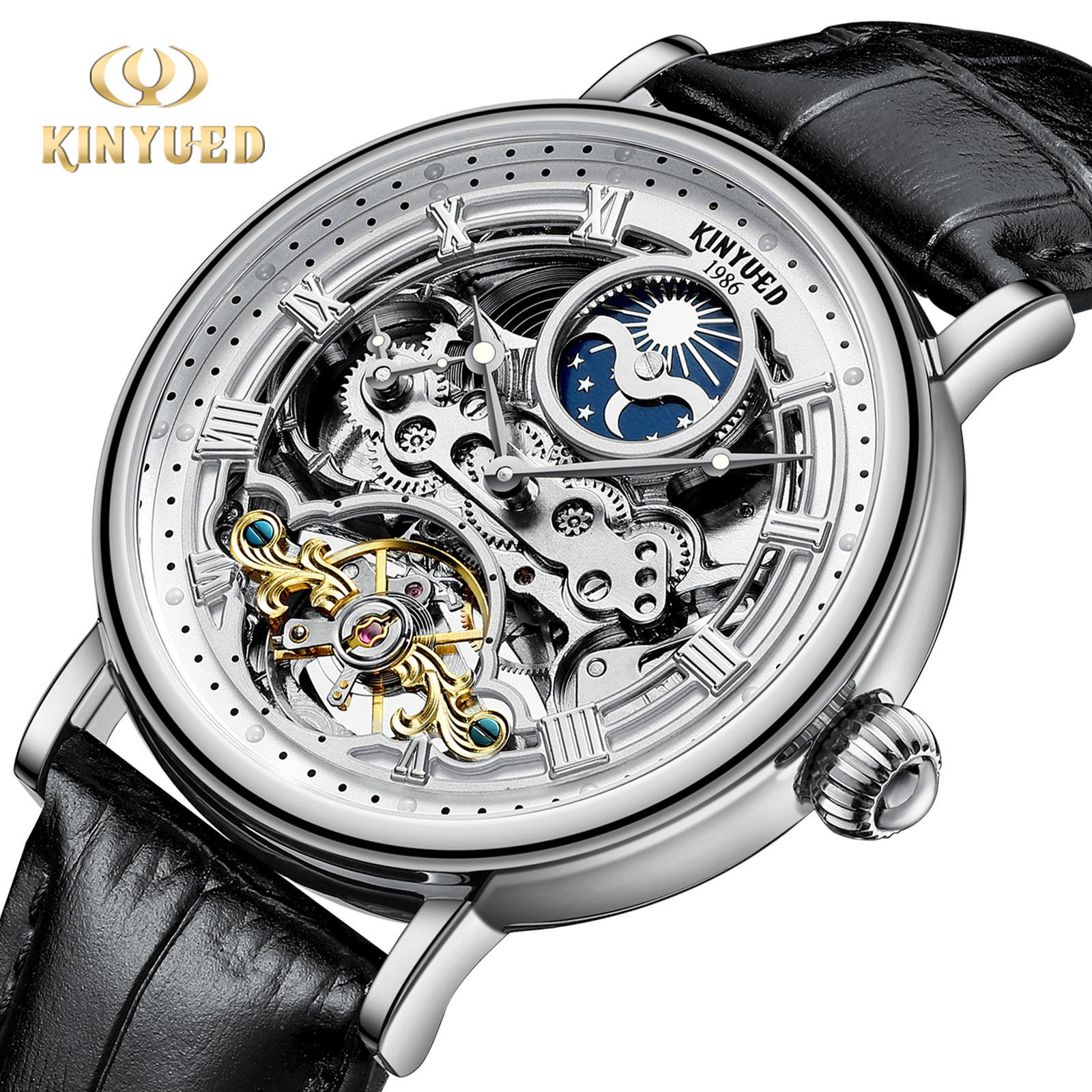 Picture of Kinyued Fully-Automatic Mechanical Watch Waterproof Men's Watch Multi-Function Mechanical Watch Double-Sided Cut Out Men's Watch