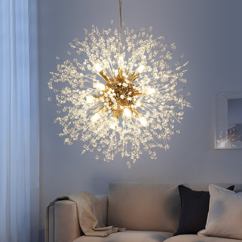 Nordic Post-modern Crystal Dandelion Chandelion Warm Romantic Master Room Bedroom Lights Art Club Modeling Lighting