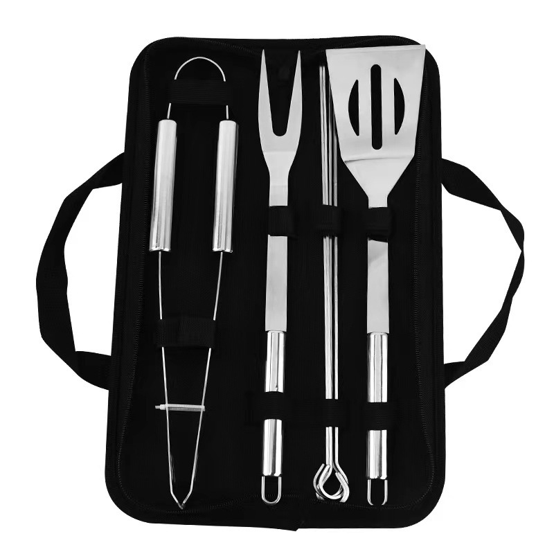 Picture of Amazon Stainless Steel Outdoor Barbecue Tool Bag Bbq Barbecue Clip Shovel Fork Skewer Aluminum Box Free Combination Set