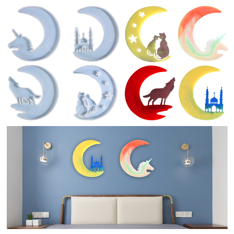 Triumphant diy drop mold Moon Castle unicorn resin ornaments silicone mold cross-border exclusive