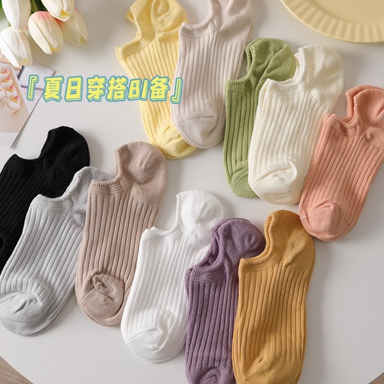 Socks Women's Draughts Boat Socks Short Summer Summer Summer Thin Shallow Mouth Short Socks Non-slip and Non-falling Hidden Socks
