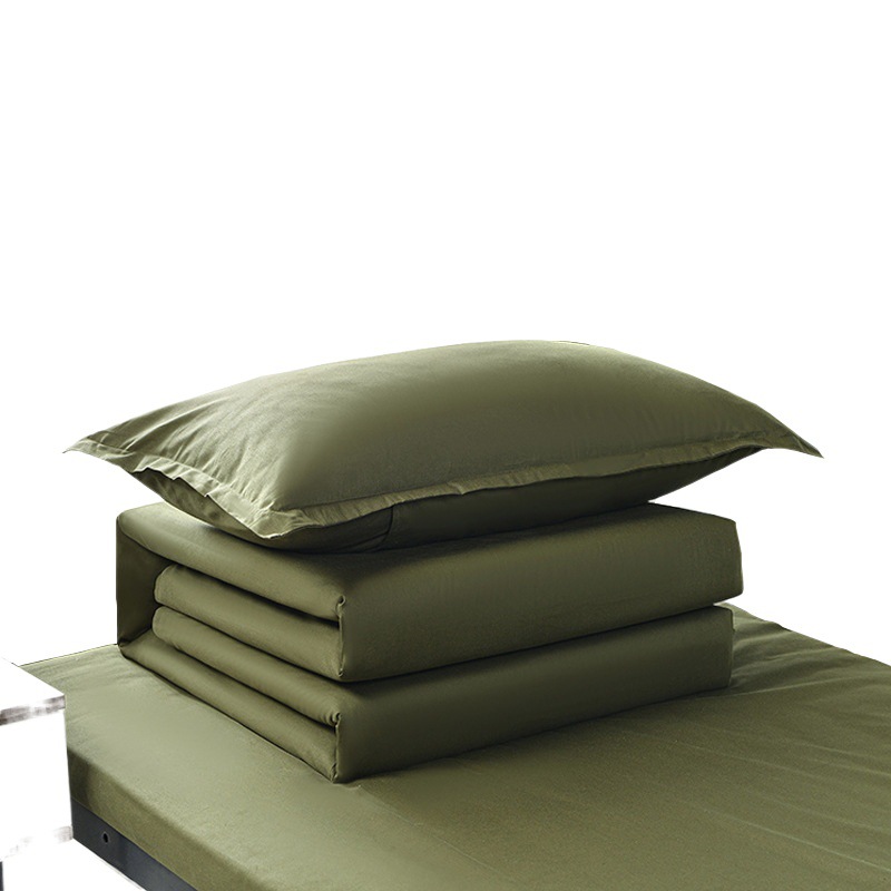 Cotton Three-piece Bedding Student Dormitory Bed Sheet Quilt Cover Cotton Quilt Cover Military Training Single Bed Green Bedding