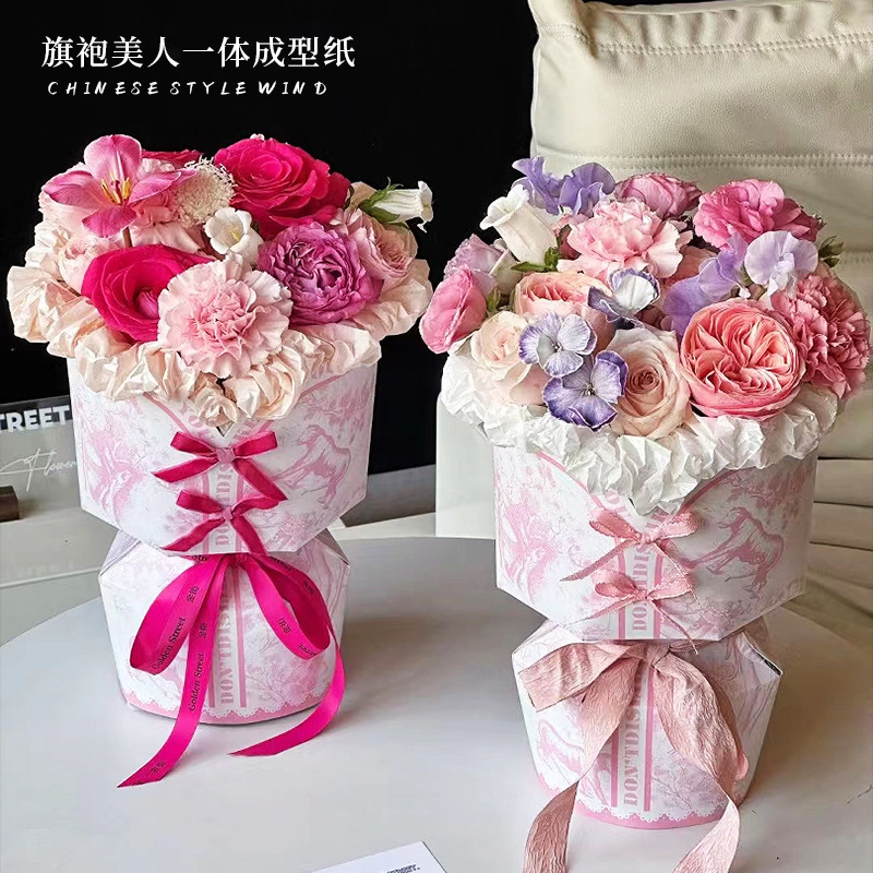 Changyi Wholesale Cheongsam Beauty One-Piece Flower Packaging Bouquet Material Round Shaping Piece Wrapping Paper